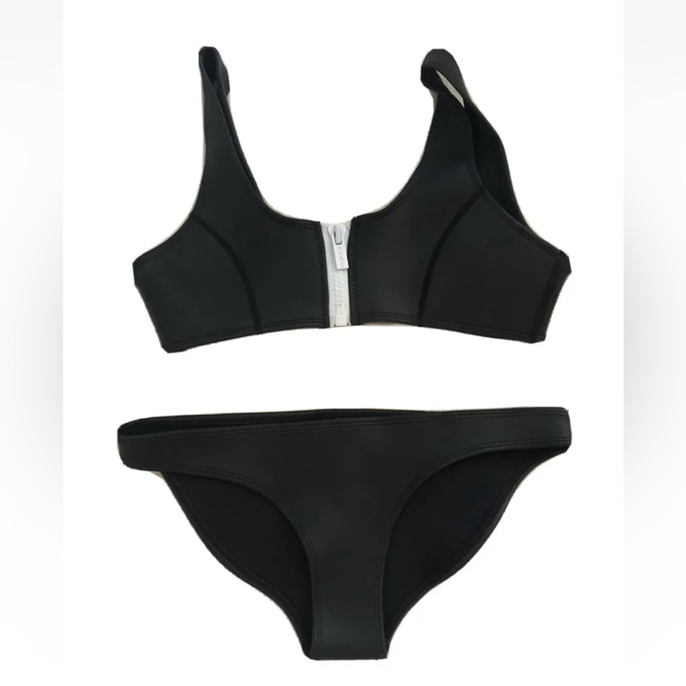 Black Zipper Bikini Set